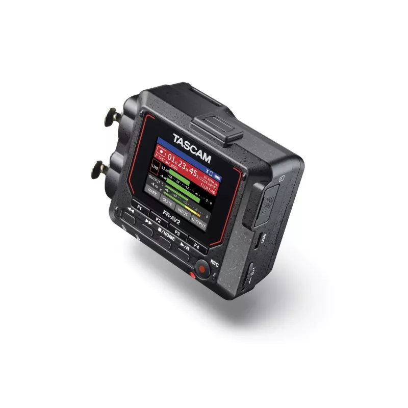 Nešiojamasis garso įrašymo įrenginys Tascam FR2-AV — 2 takelių, 2 XLR kombinuoti įėjimai, USB-C sąsaja, 48–192 kHz, 24/32 bitų, „microSD“ iki 512 GB