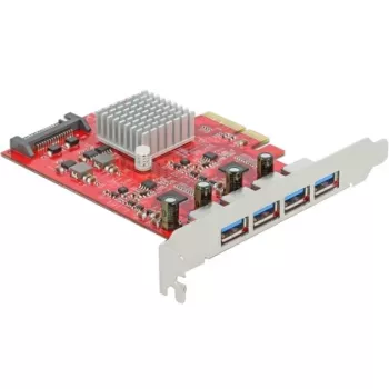 Delock PCI Express x4 kortelė su 4 išorinėmis SuperSpeed USB 10 Gbps (USB 3.2 Gen 2) USB Type-A lizdais – USB adapteris – PCIe 3.0 x4 – USB 3.2 Gen 2 x 4 (90481)
