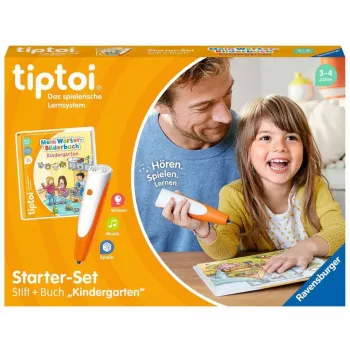 tiptoi Starter-Set: Mano žodžių paveikslėlių knyga Darželis, mokomoji knyga su rašikliu ir paveikslėlių knyga