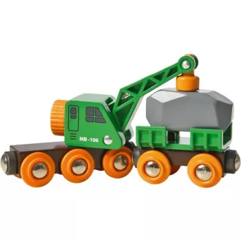 Vagonėlis BRIO Clever Crane Wagon Lift and Load juoda žalia