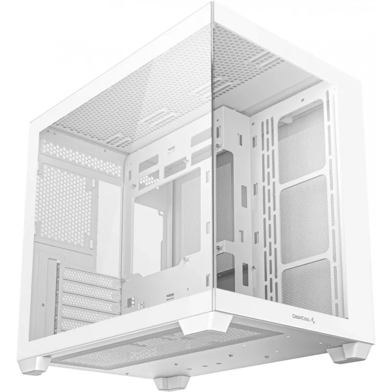 PC korpusas DeepCool CG530 WH Midi Tower — ATX/Micro ATX/ITX, grūdintas stiklas, 2×3,5 colio + 3×2,5 colio nišos, palaiko iki 410 mm GPU