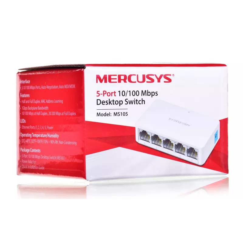 Mercusys 5 prievadų 10/100 Mbps stalinis komutatorius