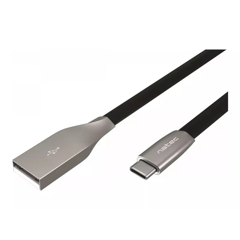 NATEC kabelis USB-C/A 2.0 1m prati 1m juodas metalas