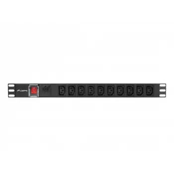 Maitinimo skirstymo įrenginys LANBERG PDU-10I-0200-IEC-BK — 10× C13 lizdų, 2 m kabelis, 10 A, 2500 W, juodas