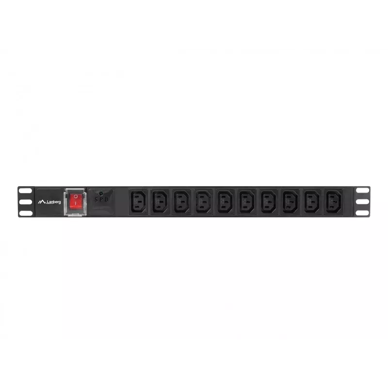 Maitinimo skirstymo įrenginys LANBERG PDU-10I-0200-IEC-BK — 10× C13 lizdų, 2 m kabelis, 10 A, 2500 W, juodas