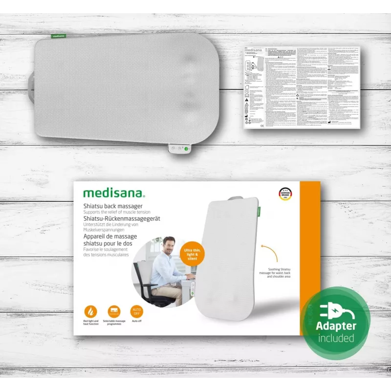Medisana MC 600 nugaros masažuoklis Shiatsu su šiluma, 24 W, 4 galvutės, 15 min. automatinis išjungimas, 12 V įvestis