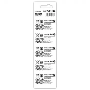 Ličio baterija mini everActive CR2025 - lizdinė pakuotė 5 vnt.