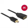 DELOCK Laidas HDMI Micro D Kištukas > HDMI A Lizdas High Speed su Ethernet 3D 4K 20cm Premium Slim
