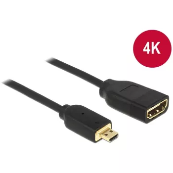 DELOCK kabelis HDMI Micro D kištukas > HDMI A lizdas greitasis su Ethernet 3D 4K 20cm aukščiausios kokybės plonas