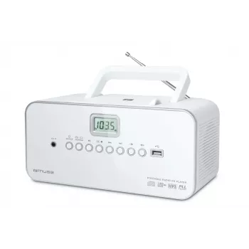 Nešiojama stereosistema Muse M-28RDW — CD/MP3 grotuvas, FM/MW imtuvas, 3W RMS, balta, 1,4 kg