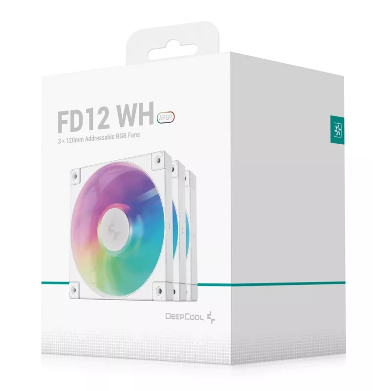 „DeepCool FD12 ARGB WH-3 in 1“ ventiliatorius, 12 cm, baltas, 3 vnt., maks. oro slėgis 2,56 mmH2O