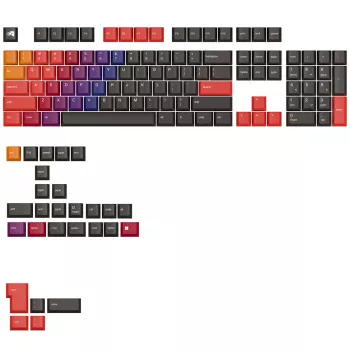 Keycaps GLORIOUS GPBT Gradient Celestial Fire PBT dažų sublimacija ANSI išdėstymas