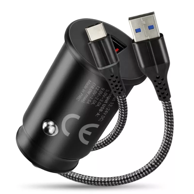 Automobilinis įkroviklis everActive CC-15QC QC3.0 18W 1x USB su laidu