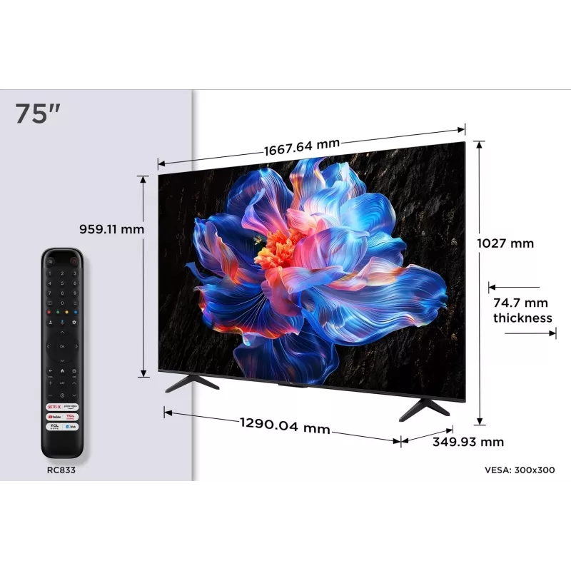 TCL 75P69K TV 190,5 cm (75 colių) 4K Ultra HD išmanusis televizorius Wi-Fi juodas