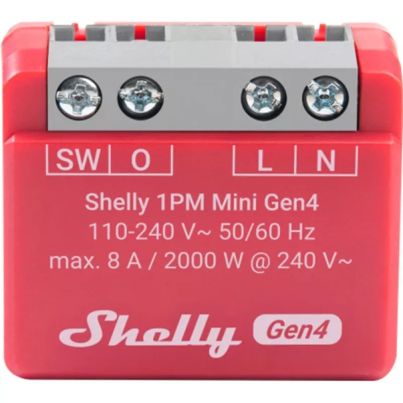 Shelly 1PM Mini Gen4 2 vnt. pakuotė — „Shelly Wi-Fi“ išmanioji relė su galios matavimu, kompaktiškas DIN / modulinis korpusas