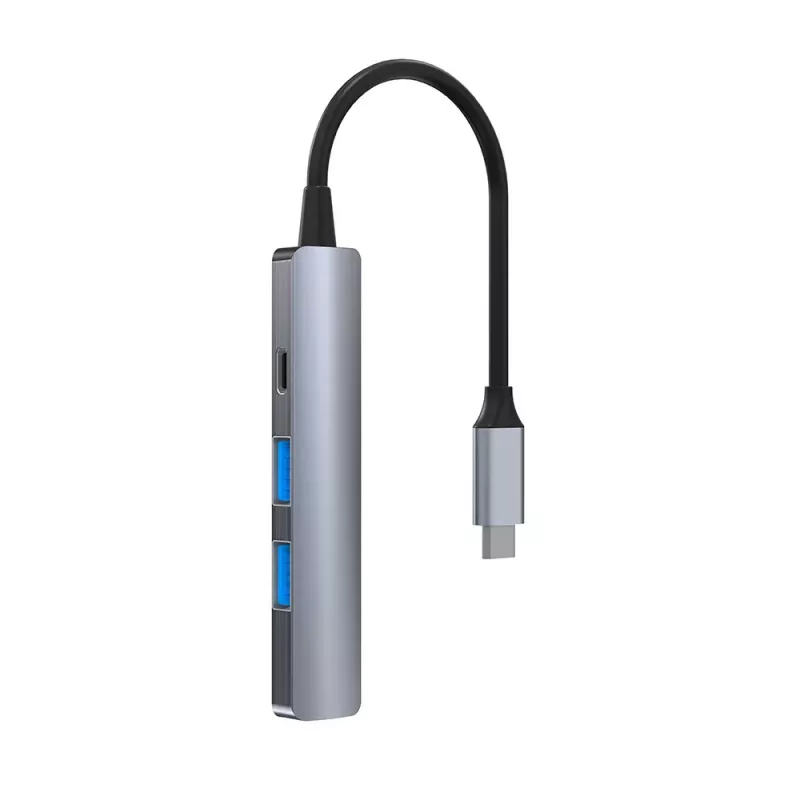 USB-C šakotuvas Tellur TLL321051 — aliuminis, 4 prievadai, pilkas