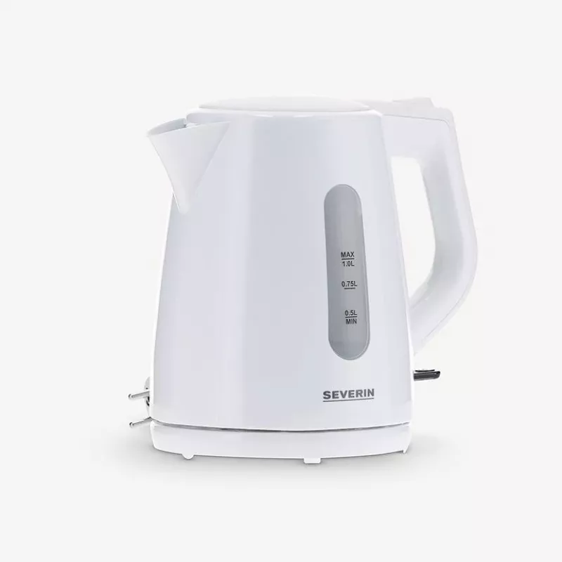 Elektrinis virdulys SEVERIN 1 L 2200 W baltas — belaidis, 360° pagrindas, paslėptas kaitinimo elementas