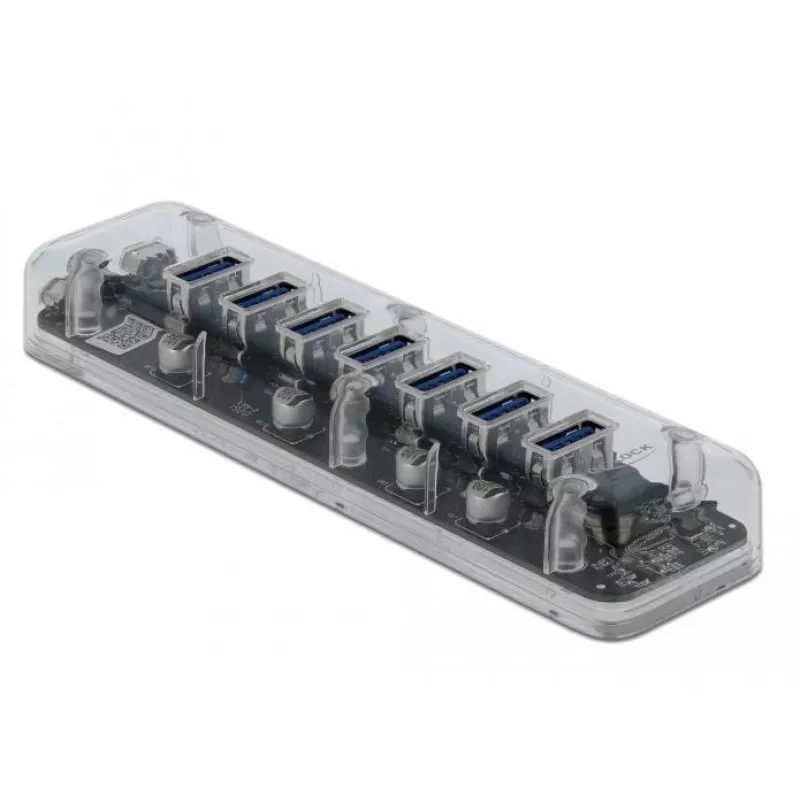 USB šakotuvas DeLOCK 64088 permatomas USB 3.2 Gen 1 Micro-B