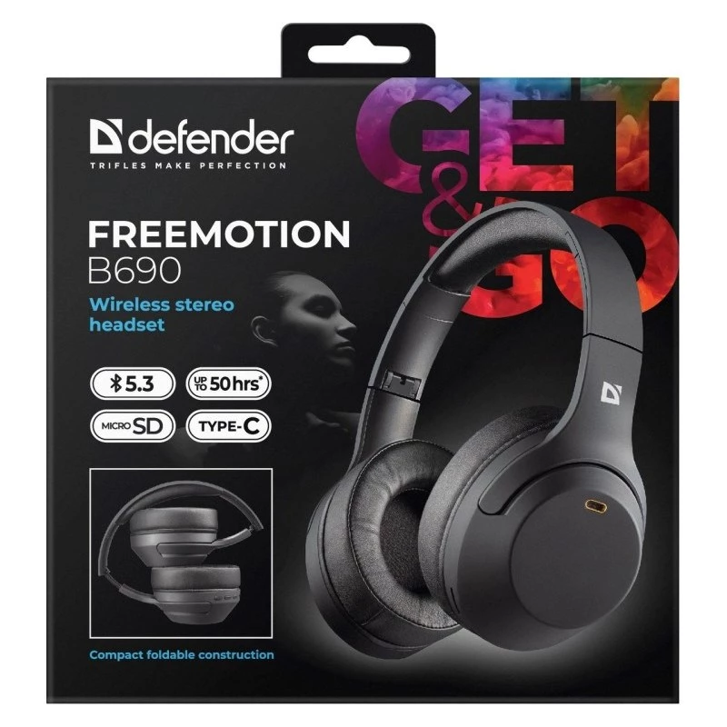 Ausinės Defender Bluetooth Freemotion B690 juodos
