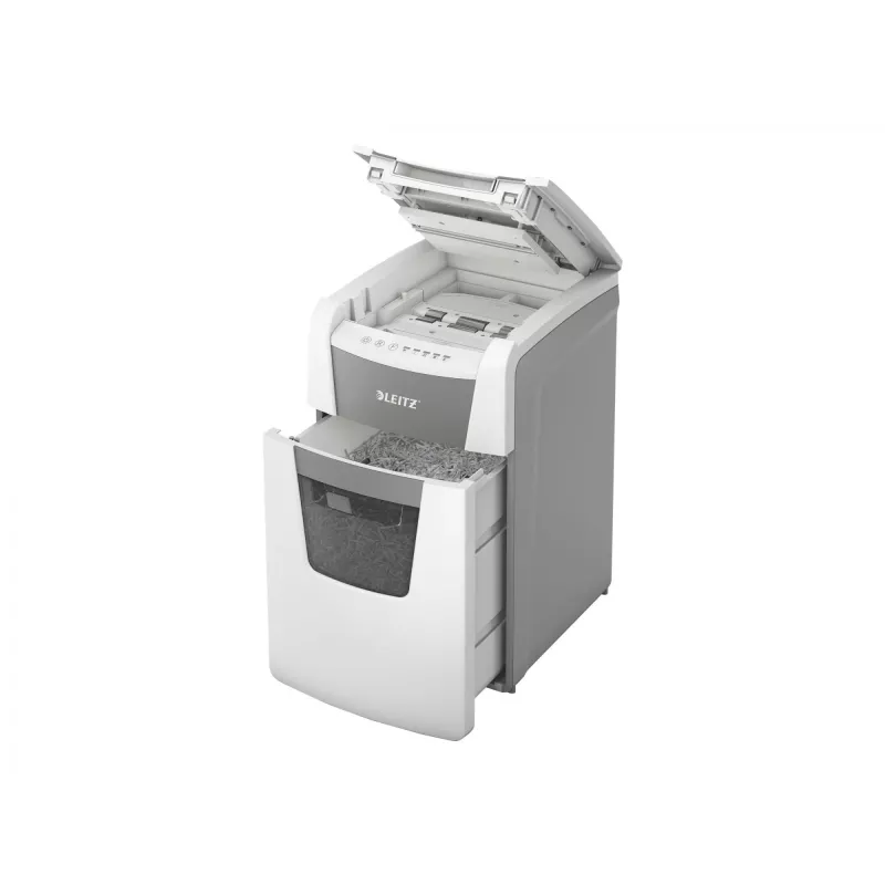 Leitz IQ Autofeed Office 150 automatinis popieriaus smulkintuvas P4, kryžminis pjaustymas, 22 cm, 4 x 30 mm, 44 L, 350 lapų, 55 dB