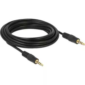 DeLOCK - garso kabelis - 28 AWG - Mini-Phone 3,5 mm, 4 kontaktų (M) - Mini-Phone 3,5 mm, 4 kontaktų (M) - 5,0 m - ekranuotas - juodas (83438)