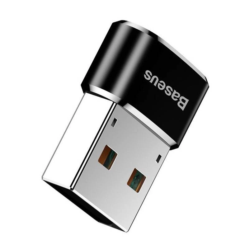 Baseus USB kištukas į Type-C lizdą adapterio keitiklis juodas