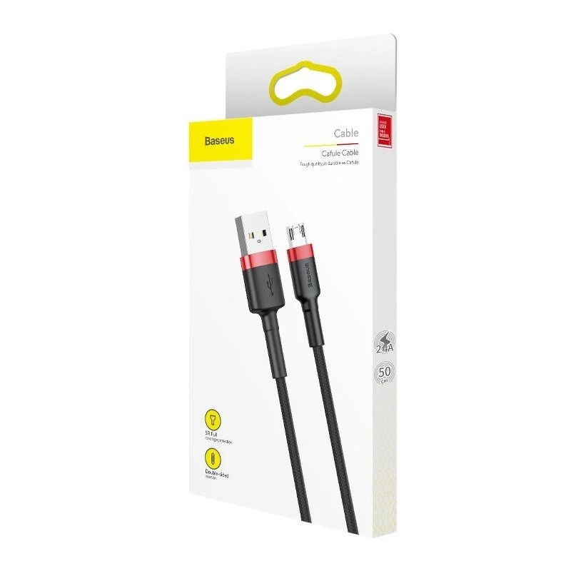 kabelis Micro USB Baseus Cafule 1.5A 2m (raudona ir juoda)