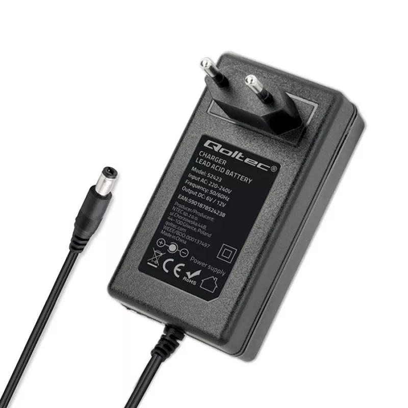 Baterijų įkroviklis QOLTEC 52423, skirtas AGM/GEL/STD akumuliatoriams 6V/12V 1,5A