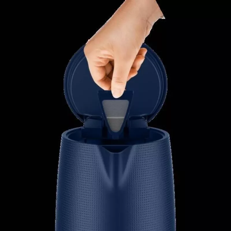 Elektrinis virdulys Tefal KO2M0410 — 1,7 l, 2400 W, mėlynas, vandens lygio indikatorius, antikalkinis filtras