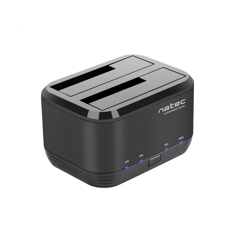 HDD prijungimo stotelė 2,5/3,5 USB 3.0 Natec Kangaroo Dual, klonavimo funkcija, maitinimo adapteris