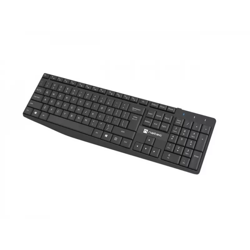 Laidinė USB pilno dydžio klaviatūra ir pelė NATEC SQUID — QWERTY US International, 105 klavišų, juoda, 1600 DPI pelė