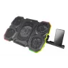 Nešiojamojo kompiuterio aušinimo padėklas ESPERANZA EGC107 — 3 ventiliatoriai 1200–2600 RPM, 390×255×38 mm, USB PD, RGB, 5 aukščio pozicijos, juodas