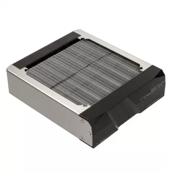 Radiatoriaus blokas Aqua-Computer 33701 — aliuminis/varis/nerūdijantis plienas, 160×140×40 mm, sidabrinis