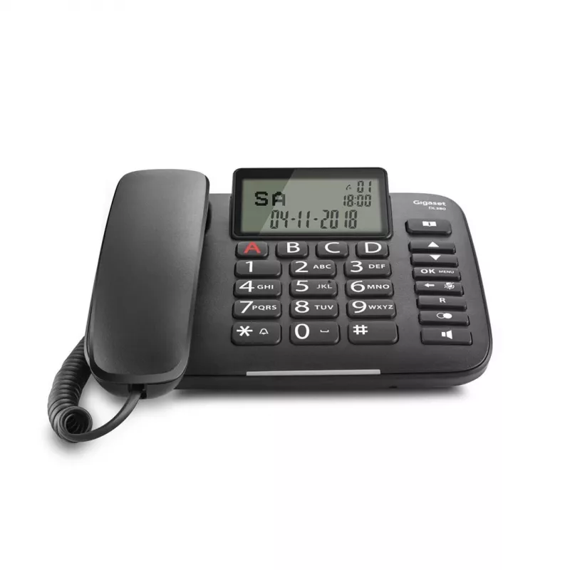 Analoginis telefonas Gigaset DL380 su skambintojo ID, laidinis ragelis, juodas