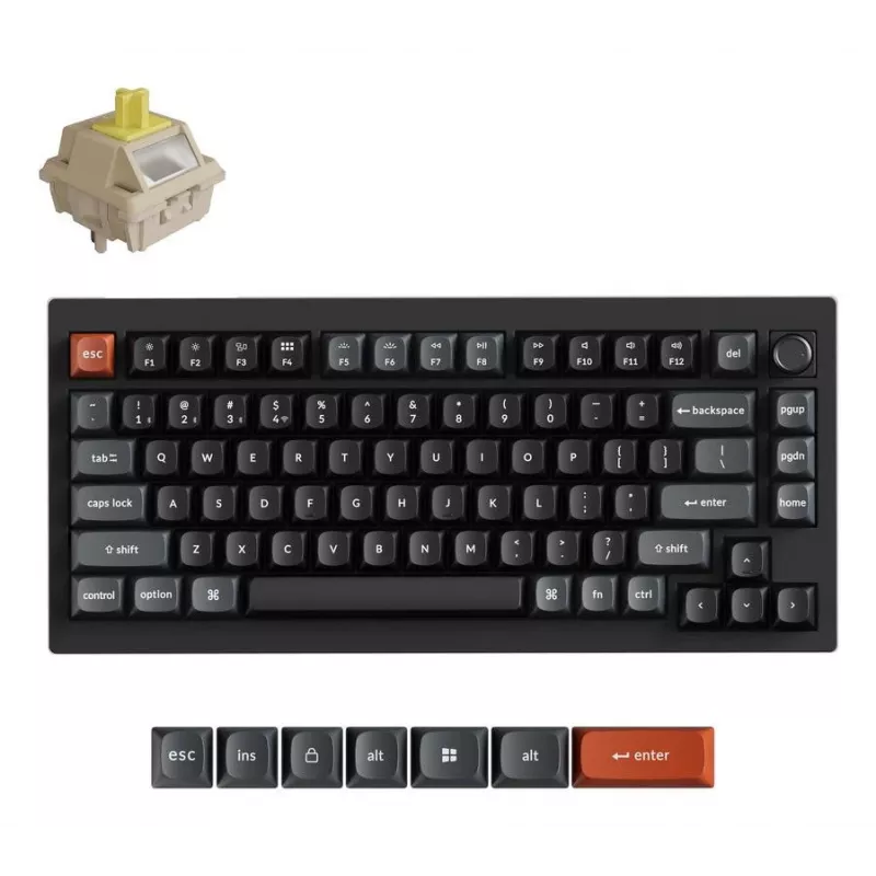 Mechaninė klaviatūra Keychron V1 Ultra 8K — 75% formato, QWERTY, Bluetooth, RGB, juoda