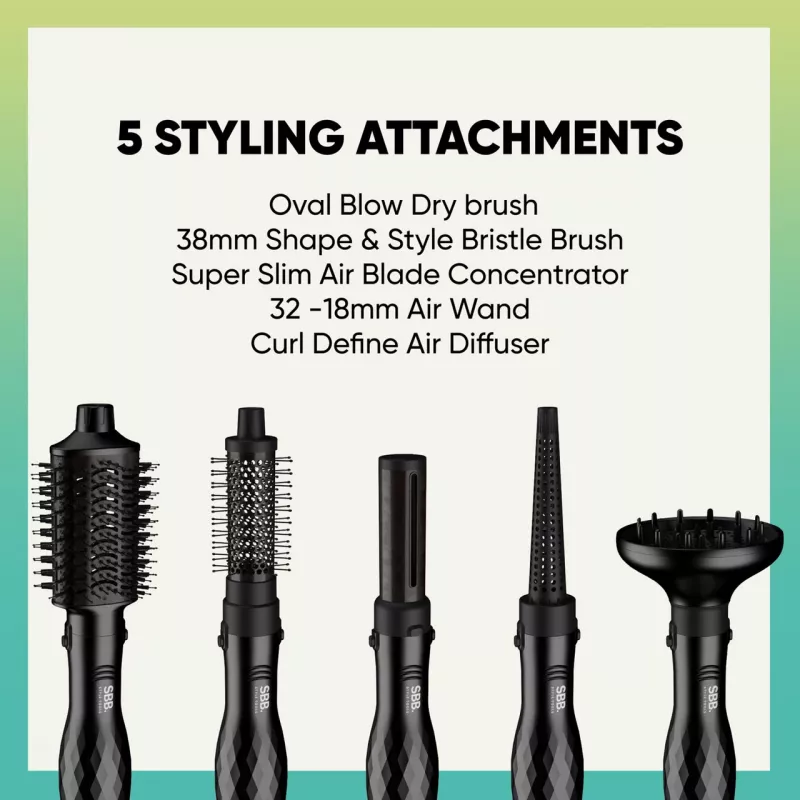 Plaukų formuotuvas SBB 5-in-1 Blowdry and Style SBDR-2850-EU — daugiafunkcis džiovintuvas ir formavimo įrankis