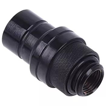 Jungtis Alphacool 17440 — žalvarinė kompiuterinio aušinimo jungtis, juoda, 32×86×32 mm