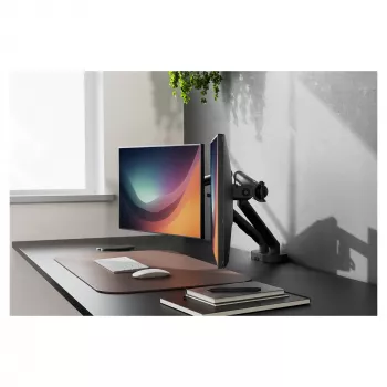 Monitoriaus laikiklis DIGITUS dvigubos konstrukcijos 2×35 colių ekranams, spaustuvas, 2×10 kg, VESA 75×75–100×100, pasvirimas -45–90°
