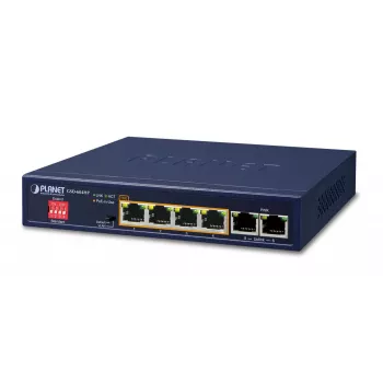 PLANET GSD-604HP – komutatorius – 4 x 10/100/1000 (PoE+) + 2 x 10/100/1000 (Uplink) – Stalinis – PoE+ (55 W) (GSD-604HP)