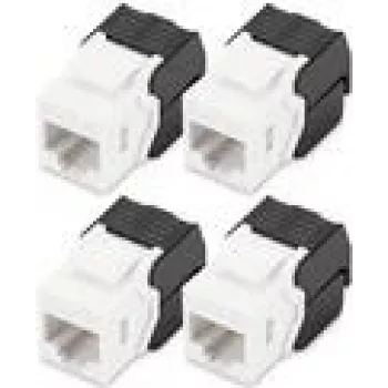 Digitus CAT 6 Keystone lizdai, neekranuoti, 4 vnt., plokšti, juodi ir balti, RJ-45
