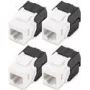 Digitus CAT 6 Keystone lizdai, neekranuoti, 4 vnt., plokšti, juodi ir balti, RJ-45