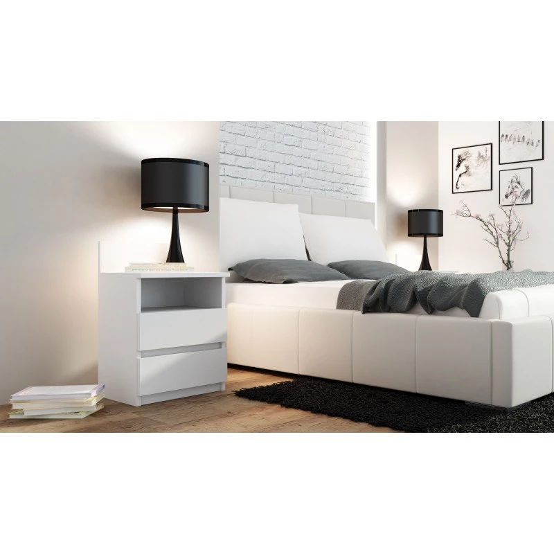 Topeshop M1 BIEL MAT nightstand/Naktinis staliukas 2 stalčius(s) baltas