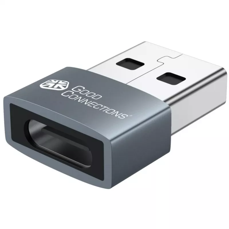 Good Connections adapteris USB 2.0 kištukas A į USB-C lizdą aliuminio korpusas pilkas (USB-AD203)