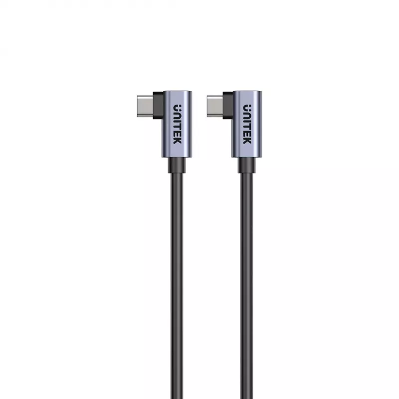 USB-C laidas Unitek C14147ABK01 90°–90° PD 100W 0,5 m, kampuotas į kampuotą, juodas