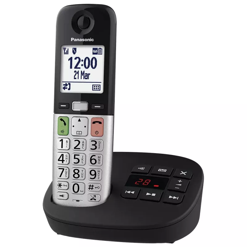 DECT telefonas Panasonic KX-TGU430 belaidis ragelis, garsiakalbis, skambintojo ID, 2,4 colio ekranas, 1000 įrašų telefonų knyga, pilka/juoda