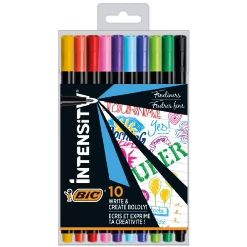 BIC Fineliners INTENSITY FINE BCL įvairiaspalviai, 10 spalvų rinkinys CEL1011727