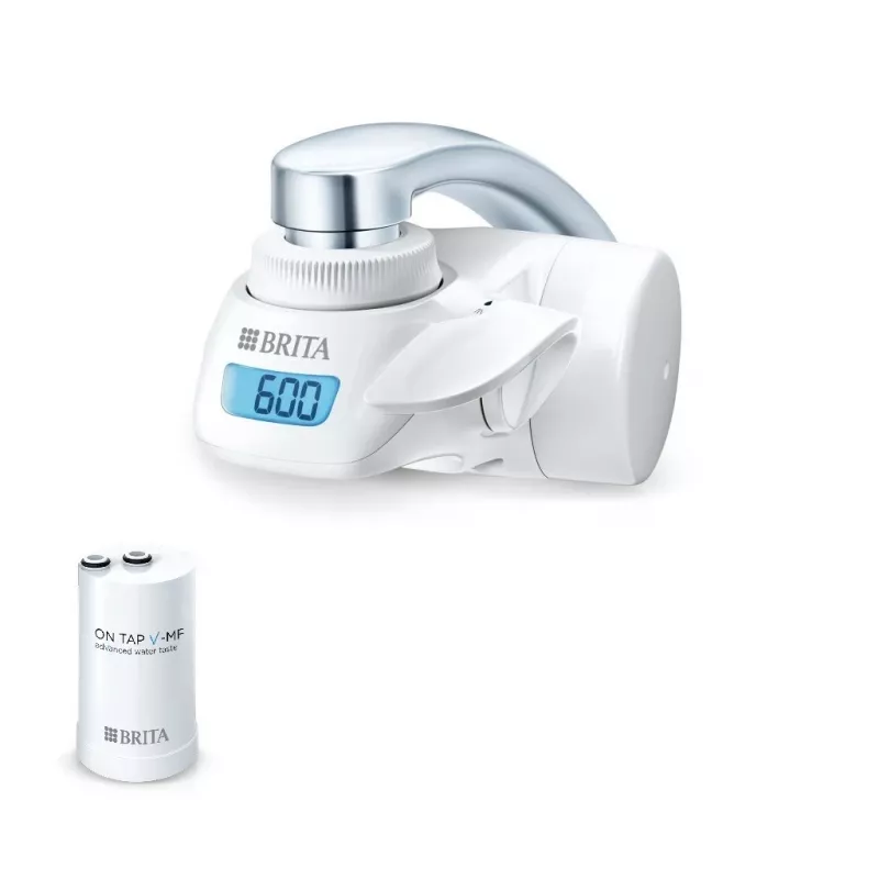 Faucet water filter BRITA model 1.2023.0413, 3 modes, 5-stage cartridge, 600 L capacity, white, 5 tap adapters