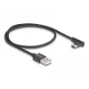 DeLOCK USB 2.0 laidas USB-A kištukas į USB-C kištuką, kampinis, 0,5 m, juodas