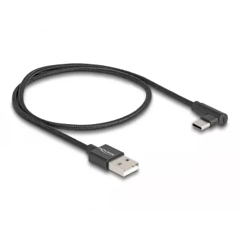 DeLOCK USB 2.0 laidas USB-A kištukas į USB-C kištuką, kampinis, 0,5 m, juodas