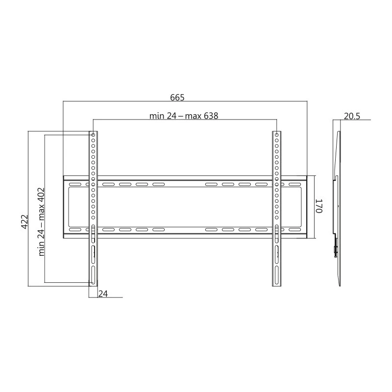 TV laikiklis LogiLink BP0038 177.8 cm (70 colių) juodas, nerūdijantis plienas
